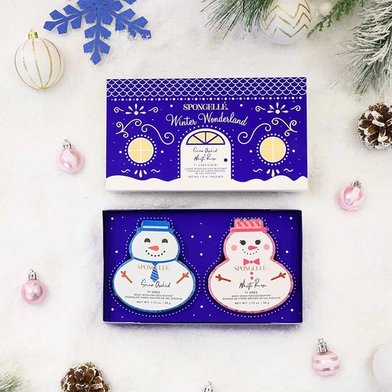 Spongelle Winter Wonderland Body Infused Buffers Gift Set Snow Orchid & White Rose