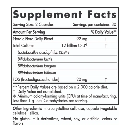 Nordic Naturals Nordic Flora Probiotic Daily Capsules 60 Capsules