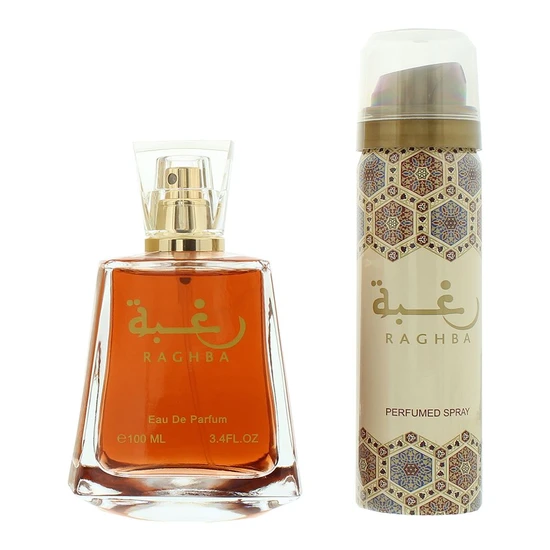 Lattafa Raghba Eau De Parfum Gift Set 100ml Eau De Parfum + 50ml Deodorant Spray