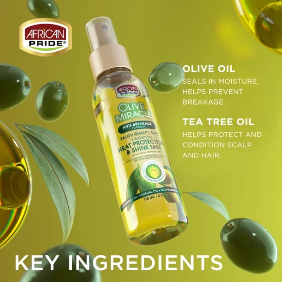 African Pride Olive Miracle Anti Breakage Heat Protection & Shine Mist 118ml