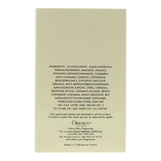 Calvin Klein Obsession For Men Eau De Toilette 75ml