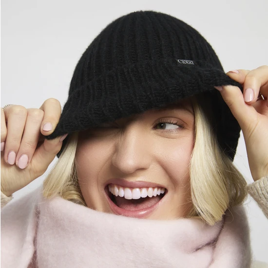 Silver Cloud Silver Infused Satin Lined Beanie Black