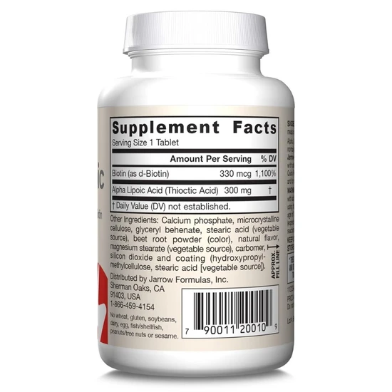 Jarrow Formulas Alpha Lipoic Sustain 300mg With Biotin Tablets 60 Tablets