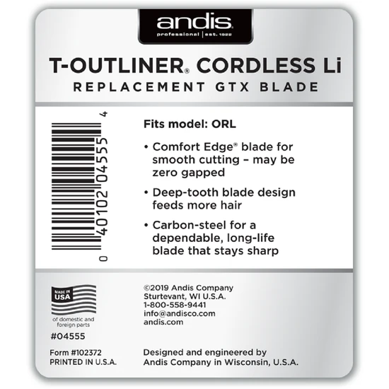 Andis T Outliner Cordless Li Replacement GTX Blade 04555