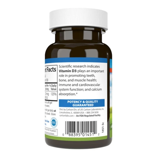 Carlson Labs Vitamin D3 1000iu 250 Softgels