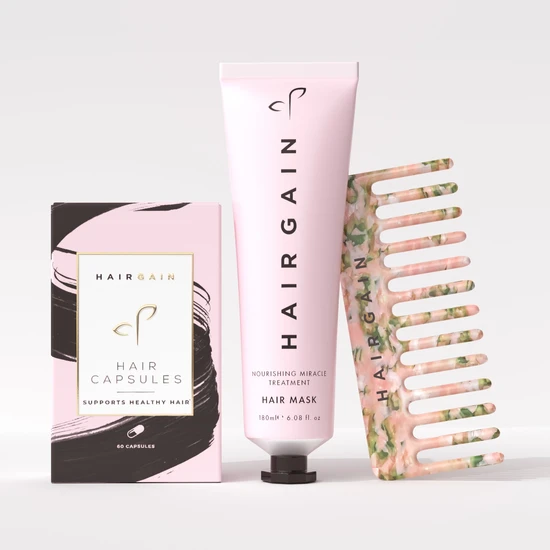 Hair Gain Trio Set Gummies, Comb & Mask 15% OFF