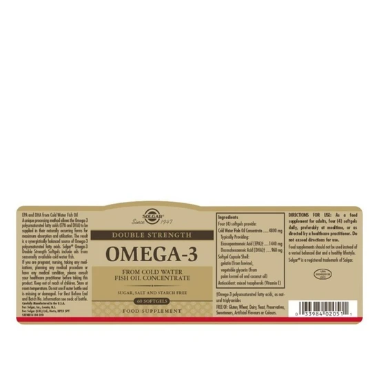 Solgar Omega-3 Double Strength Softgels 60 Softgels