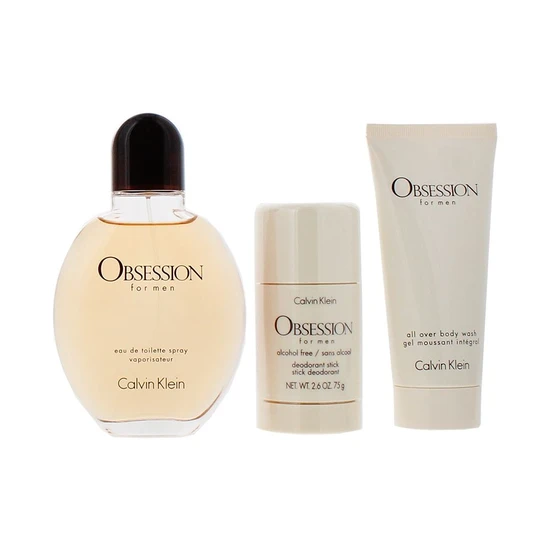 Calvin Klein Obsession For Men Eau De Toilette 125ml Gift Set 125ml Eau De Toilette, 100ml Hair & Body Shower Gel & 75g Deodorant Stick