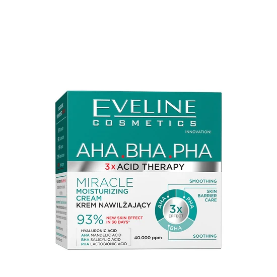 Eveline 3x Acid Therapy AHA BHA PHA Miracle Moisturising Cream 50ml