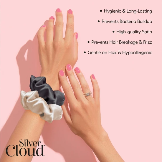 Silver Cloud Large Hair Scrunchie Two-Pack Black & Caramel