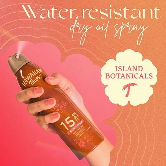 Hawaiian Tropic Glowing Protection Beautiful Tan Dry Oil Spray SPF 15 177ml