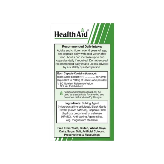 Health Aid Black Garlic 750mg Capsules 30 Capsules