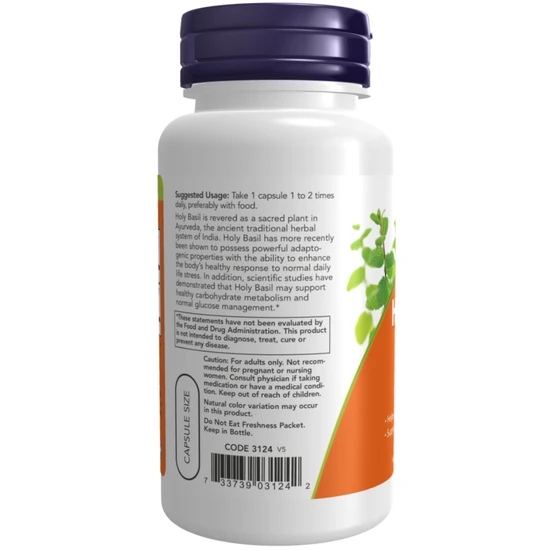 NOW Foods Holy Basil Extract 500mg Capsules 90 Capsules