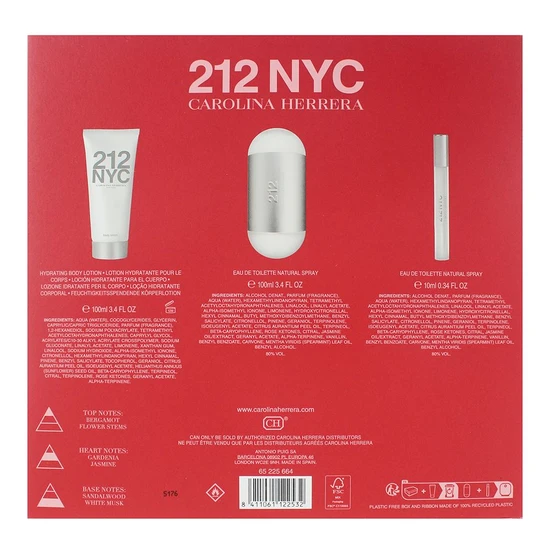 Carolina Herrera 212 NYC Eau De Toilette 100ml, Eau De Toilette 10ml + Body Lotion 100ml Gift Set For Her 100ml