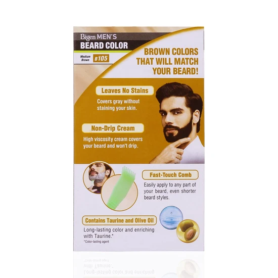 Bigen Men's Beard Colour Medium Brown B105