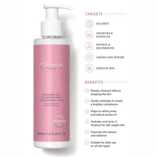 skinChemists Advanced Foaming Gel Cleanser With Hyaluronic Acid 200ml