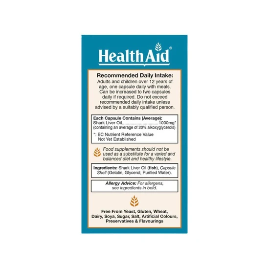 Health Aid Immutone Shark Liver Oil 1000mg 30 Capsules