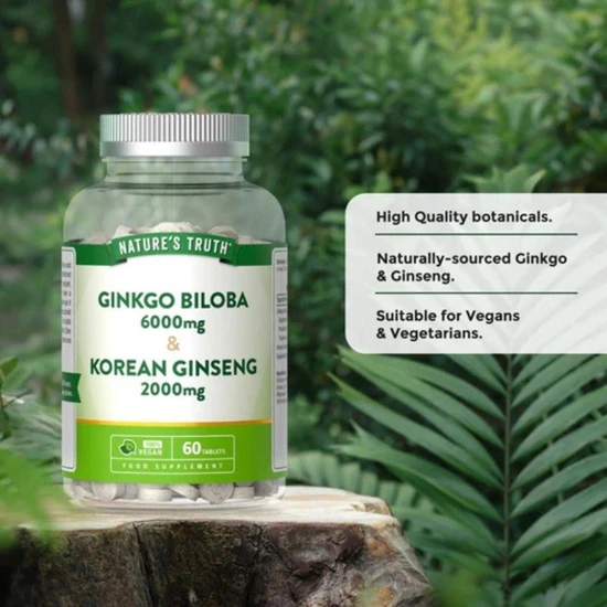 Nature's Truth Gingko Biloba & Korean Ginseng Tablets 60 Tablets