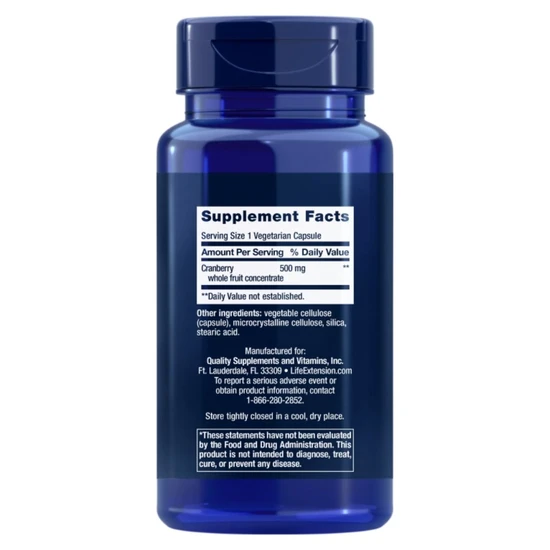 Life Extension Cran-Max Cranberry Whole Fruit Concentrate 500mg Vegicaps 60 Vegicaps