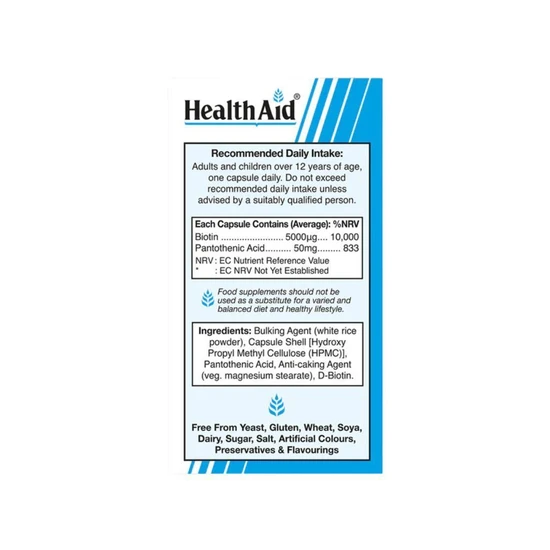 Health Aid Biotin 5000ug Capsules 60 Capsules