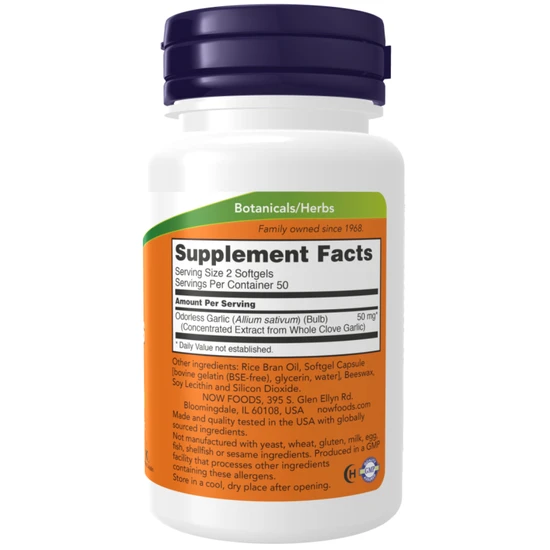 NOW Foods Odourless Garlic Softgels 250 Softgels