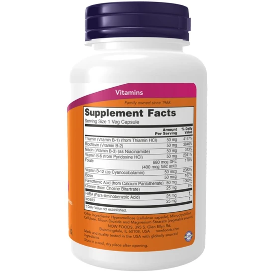 NOW Foods Vitamin B- Capsules 50 Capsules
