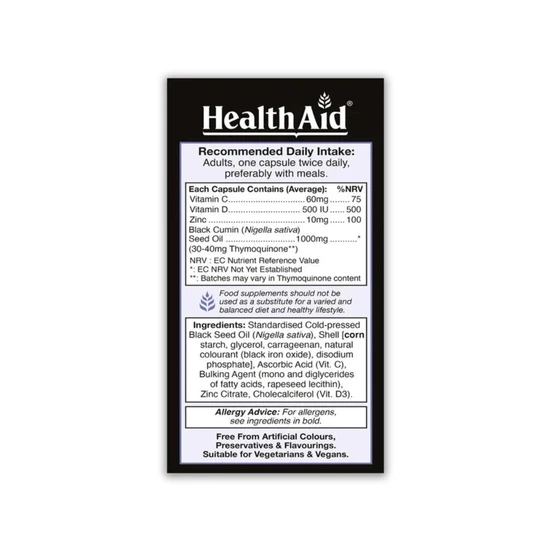 Health Aid Black Seed Oil 1000mg 60 Capsules