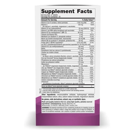 Nordic Naturals Prenatal Multivitamin Tablets 60 Tablets