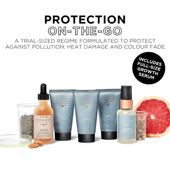 Grow Gorgeous Defence Discovery Kit Hair Serum + Shampoo + Conditioner + Scrub + Leave-in Spray