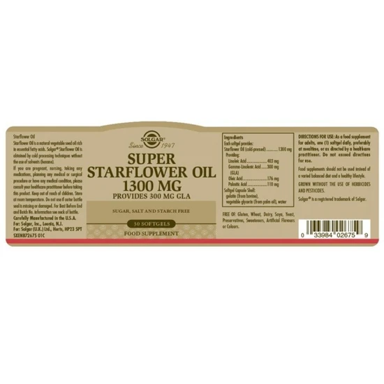 Solgar Super Starflower Oil 1300mg Softgels 30 Softgels