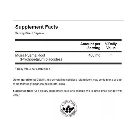 Swanson Full Spectrum Muira Puama 400mg Capsules 90 Capsules