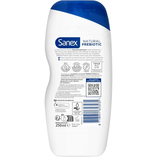 Sanex Natural Prebiotic Shower Gel 250ml