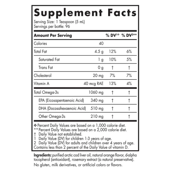 Nordic Naturals Arctic Cod Liver Oil 1060mg Orange 473ml