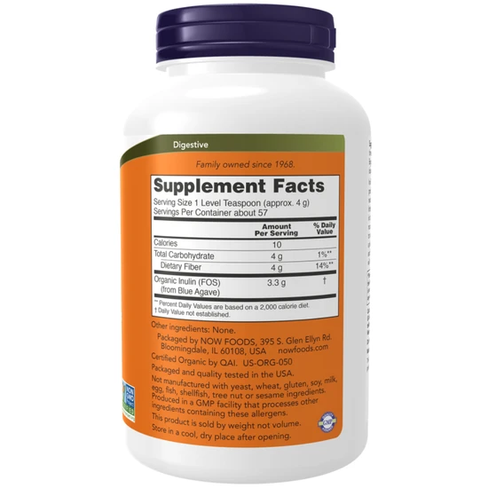 NOW Foods Inulin Powder Organic 227g