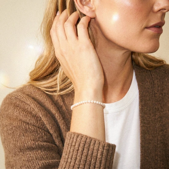 Kyoto Pearl Bertie 4mm Pearl Bracelet 925 Sterling Silver White
