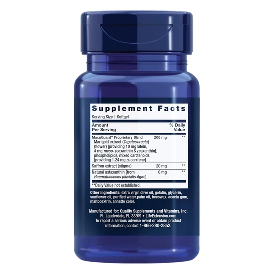 Life Extension MacuGuard Ocular Support Softgels 60 Softgels