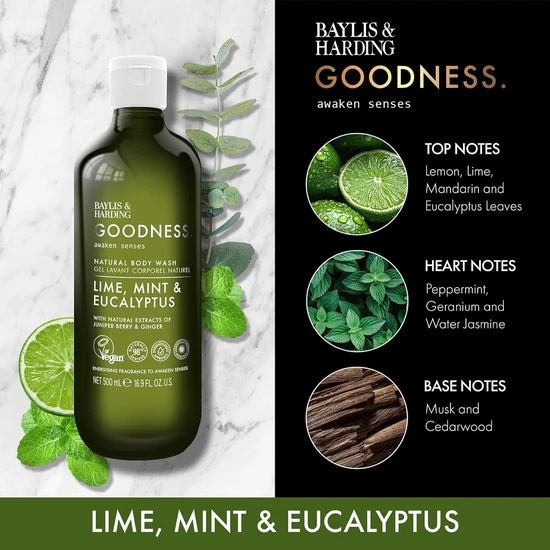 Baylis & Harding Goodness Lime Mint & Eucalyptus Natural Body Wash 500ml
