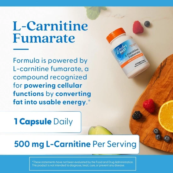 Doctor's Best L-Carnitine Fumarate 855mg 60 Capsules