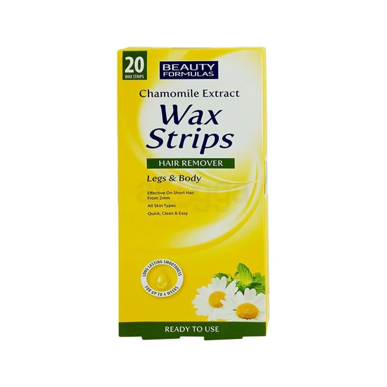 Beauty Formulas Chamomile Extract Hair Removal Wax Strips For Legs & Body 20 Wax Strips