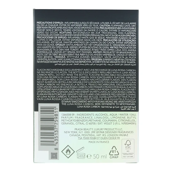 Prada Luna Rossa Carbon Eau De Toilette 50ml