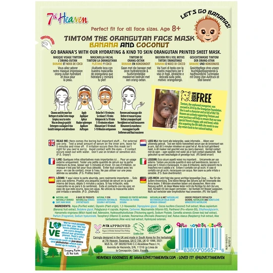 Montagne Jeunesse 7th Heaven Face Food Born Free TimTom Orangutan Sheet Mask Banana and Coconut