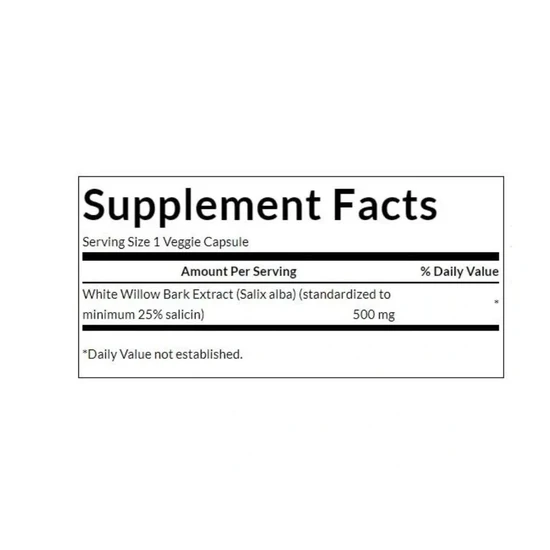 Swanson White Willow Bark Extract 500mg Capsules 120 Capsules
