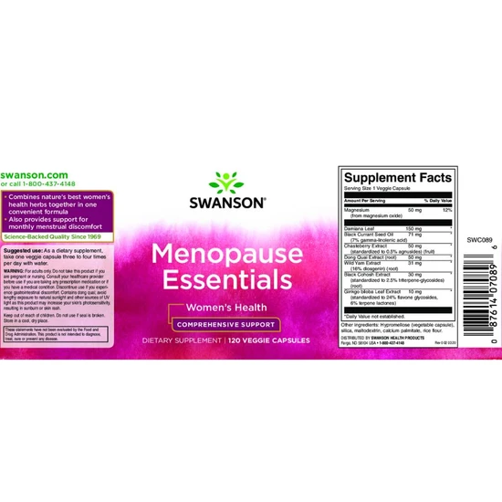 Swanson Menopause Essentials Capsules 120 Capsules