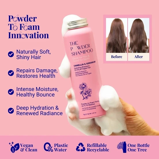 The Powder Shampoo Hydrating Shampoo Camellia & Geranium 50g - Refill