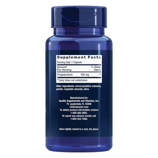 Life Extension Pregnenolone 100mg 100 Capsules