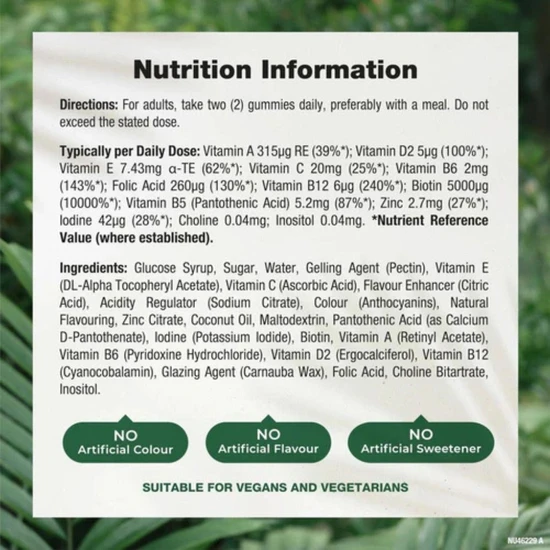 Nature's Truth Hair Skin & Nails Biotin 5000ug Raspberry Gummies 60 Gummies