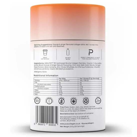 Pura Collagen Protect Advanced Collagen Formula Orange & Ginger 200g