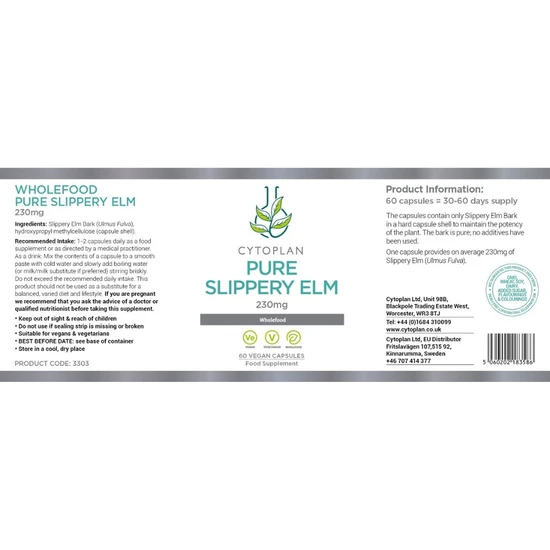 Cytoplan Slippery Elm Wholefood 230mg Capsules 60 Capsules