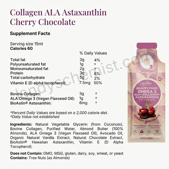 O3Omega Beauty Food Omega 3, Collagen + Astaxanthin Sachets 14 Sachets