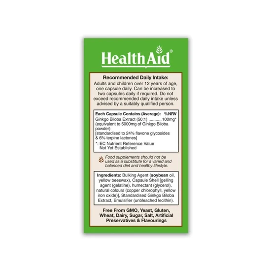 Health Aid GinkoVital Ginkgo Biloba 5000mg Capsules 30 Capsules